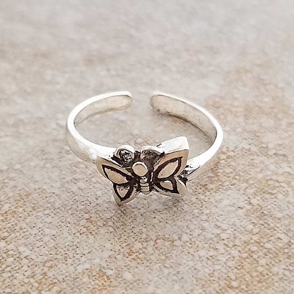 Butterfly Toe Ring, Sterling Silver